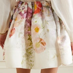 Zimmermann Prima gathered floral-print organza mini skirt size 0